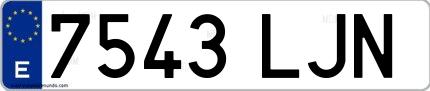 Ejemplo de matrícula española 7543 LJN