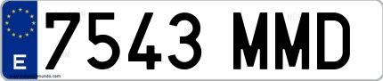 Ejemplo de matrícula de coche ordinaria 7543 MMD