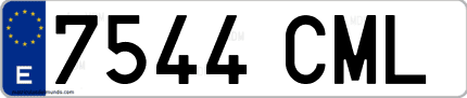 Ejemplo de matrícula de coche ordinaria 7544 CML