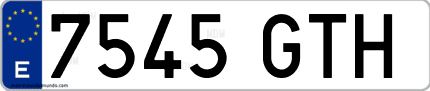 Ejemplo de matrícula de coche ordinaria 7545 GTH