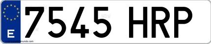 Ejemplo de matrícula española 7545 HRP