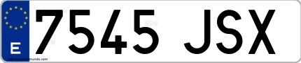 Ejemplo de matrícula española 7545 JSX