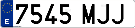 Ejemplo de matrícula de coche ordinaria 7545 MJJ