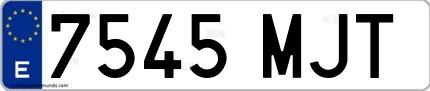 Ejemplo de matrícula española 7545 MJT