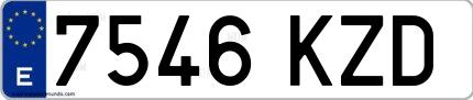 Ejemplo de matrícula española 7546 KZD