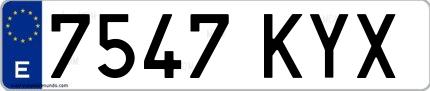 Ejemplo de matrícula española 7547 KYX