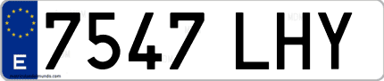 Ejemplo de matrícula de coche ordinaria 7547 LHY