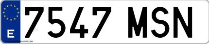 Ejemplo de matrícula española 7547 MSN