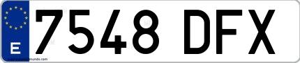 Ejemplo de matrícula española 7548 DFX