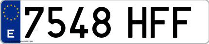 Ejemplo de matrícula española 7548 HFF