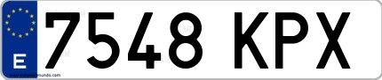 Ejemplo de matrícula de coche ordinaria 7548 KPX