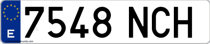 Ejemplo de matrícula de coche ordinaria 7548 NCH