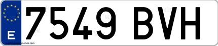 Ejemplo de matrícula española 7549 BVH