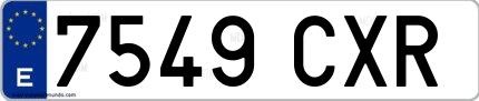 Ejemplo de matrícula española 7549 CXR