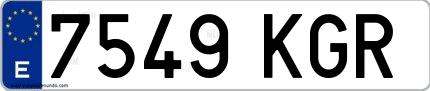 Ejemplo de matrícula española 7549 KGR