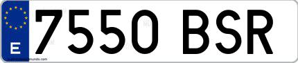 Ejemplo de matrícula española 7550 BSR