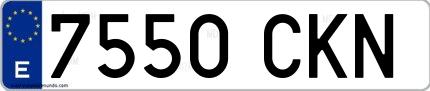 Ejemplo de matrícula española 7550 CKN