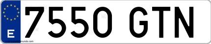 Ejemplo de matrícula española 7550 GTN