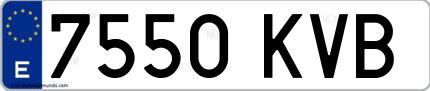 Ejemplo de matrícula española 7550 KVB