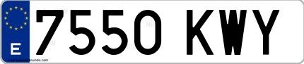 Ejemplo de matrícula española 7550 KWY