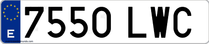 Ejemplo de matrícula de coche ordinaria 7550 LWC