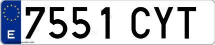 Ejemplo de matrícula española 7551 CYT
