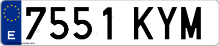 Ejemplo de matrícula de coche ordinaria 7551 KYM