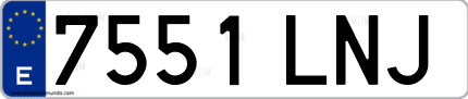 Ejemplo de matrícula de coche ordinaria 7551 LNJ