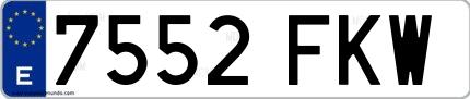 Ejemplo de matrícula española 7552 FKW