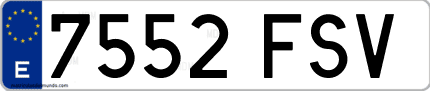 Ejemplo de matrícula de coche ordinaria 7552 FSV