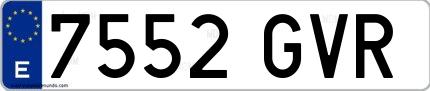 Ejemplo de matrícula española 7552 GVR