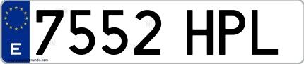 Ejemplo de matrícula española 7552 HPL