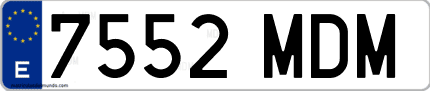 Ejemplo de matrícula de coche ordinaria 7552 MDM