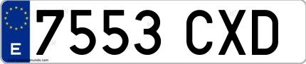 Ejemplo de matrícula española 7553 CXD
