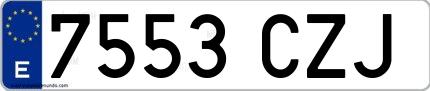 Ejemplo de matrícula española 7553 CZJ