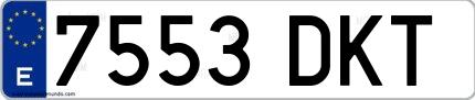 Ejemplo de matrícula española 7553 DKT