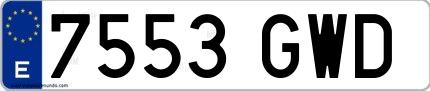 Ejemplo de matrícula española 7553 GWD