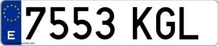 Ejemplo de matrícula española 7553 KGL