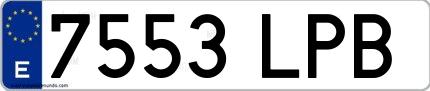 Ejemplo de matrícula española 7553 LPB
