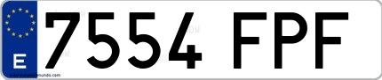 Ejemplo de matrícula española 7554 FPF