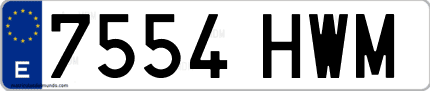 Ejemplo de matrícula de coche ordinaria 7554 HWM