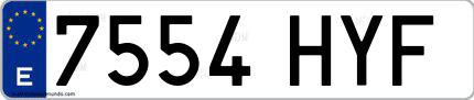 Ejemplo de matrícula española 7554 HYF