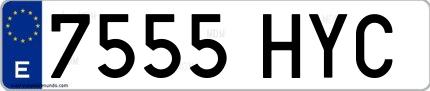 Ejemplo de matrícula española 7555 HYC