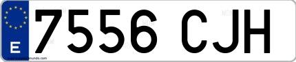 Ejemplo de matrícula española 7556 CJH