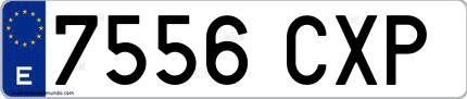 Ejemplo de matrícula española 7556 CXP