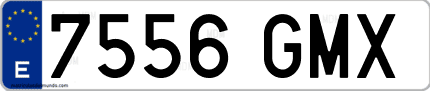 Ejemplo de matrícula de coche ordinaria 7556 GMX