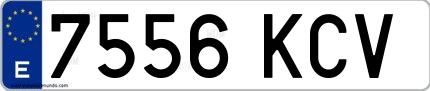 Ejemplo de matrícula española 7556 KCV