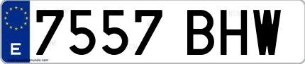 Ejemplo de matrícula española 7557 BHW