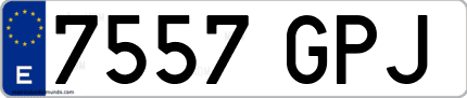 Ejemplo de matrícula de coche ordinaria 7557 GPJ