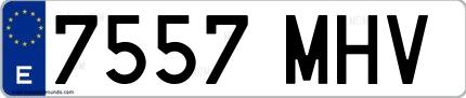 Ejemplo de matrícula española 7557 MHV